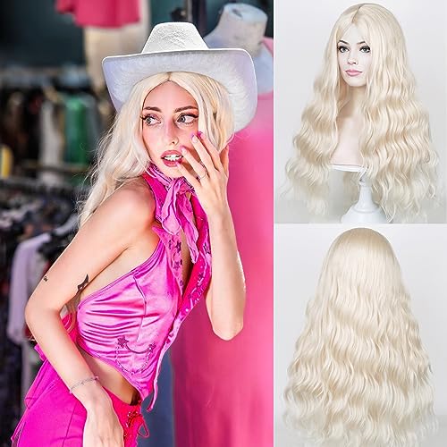 Aicos 27inches Blonde Sarah Cosplay Curly Wig For Woman Girl Synthetic Wigs for Daily Use Halloween Party Anime Costume