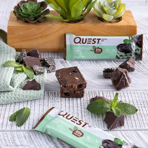 Quest Nutrition Mint Chocolate Chunk Protein Bars, High Protein, Low Carb, Gluten Free, Keto Friendly, 12 Count