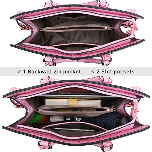 MKP Women Fashion Satchel Handbag Purse with Matching Wristlet Wallet Set 2pcs (Pink)
