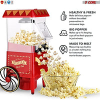 5 Core Popcorn Machine Popcorn Maker with Wheels, 1400 Watts, 120 V, Hot Air Popcorn Popper 12 Cup Retro Vintage Fashioned Style, For Movie Parties and Home Red POP 820