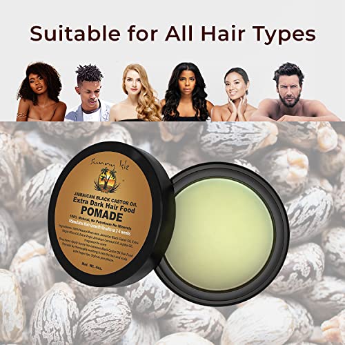 Sunny Isle Extra Dark Jamaican Black Castor Oil Hair Food Pomade, 4 oz | For Dry Scalp, Hair Breakage, Split Ends, Frizz Control & Dandruff