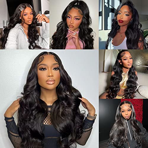 Silinli Body Wave Lace Front Wigs Human Hair Pre Plucked with Baby Hair 13x4 HD Transparent Lace Front Wig 150% Density Brazilian Virgin Human Hair Wigs (18 Inch)