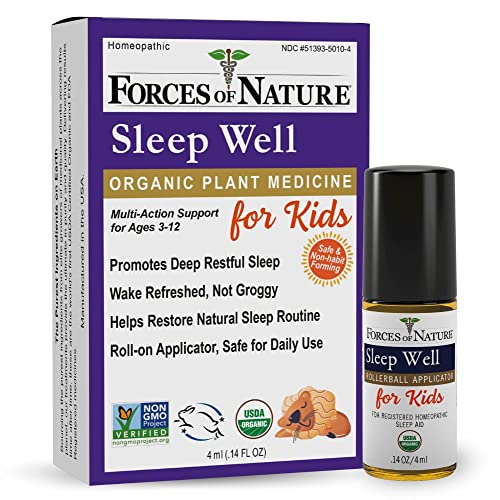 Forces of Nature – Kids Sleep Well Certified Organic (4ml), Non-GMO Verified, Natural Sleep Aid for Children, Promotes Deep, Restful Sleep, Restores Natural Sleep Routine, Homeopathic, Melatonin-Free