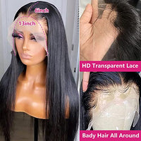 Ysxbui 13x6 Lace Front Wigs Human Hair 180 Density HD Transparent Straight Lace Front Human Hair Wigs for Women Straight Lace Front Wigs Pre Plucked with Baby Hair Natural Color (24 Inch)