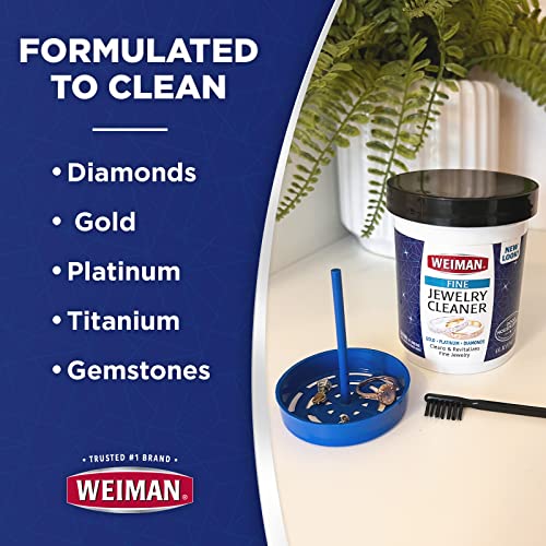 Weiman Fine Jewelry Cleaner Liquid with Cleaning Brush – Restores Shine & Brilliance to Gold, Platinum, Precious Gemstones & Diamond Jewelry, 6 Oz