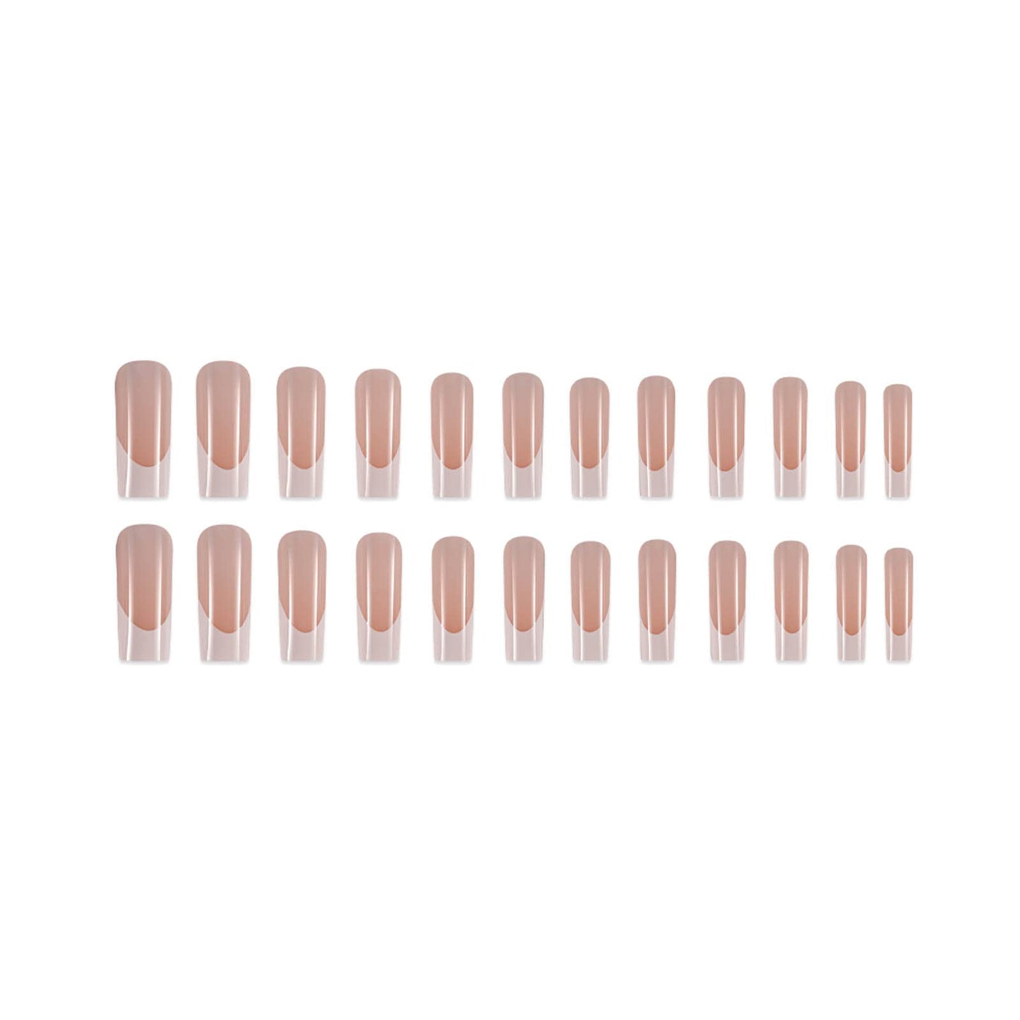 DANMANR Long Press on Nails Square French Fake Nails Full Cover Nude Acrylic False Nails for Women and Girls 24PCS (French White)