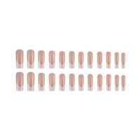 DANMANR Long Press on Nails Square French Fake Nails Full Cover Nude Acrylic False Nails for Women and Girls 24PCS (French White)