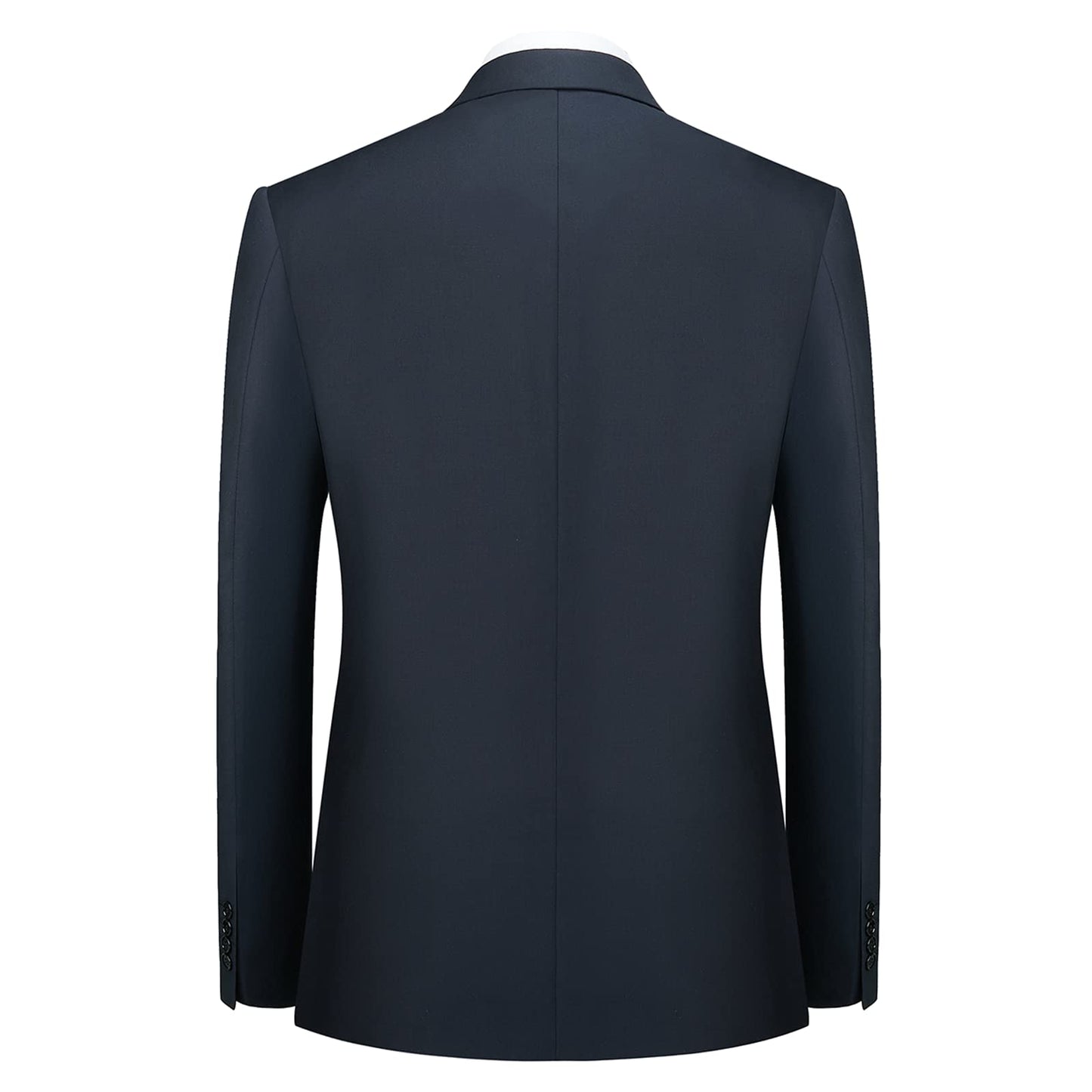 Cooper & Nelson Men's Suit Slim Fit, 3 Piece Suits for Men, One Button Solid Jacket Vest Pants with Tie, Tuxedo Set Dark Navy XS