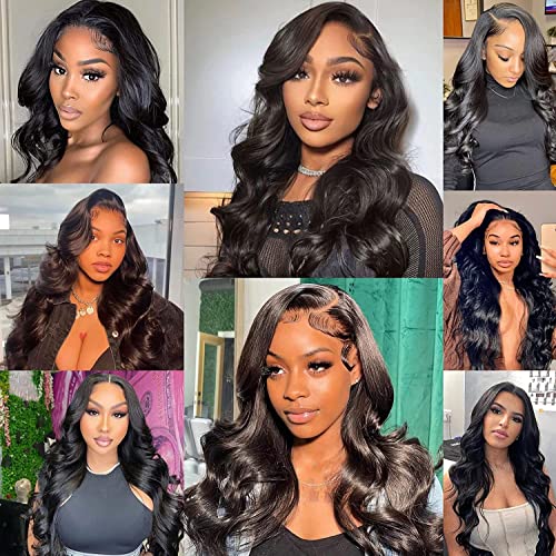 Chikamlty 4x4 Lace Closure Wigs Human Hair Body Wave Lace Front Wigs Human Hair Pre Plucked with Baby Hair Human Hair Wigs for Black Women 180 Density (16 Inch, Natural Color, Body Wave Wig)