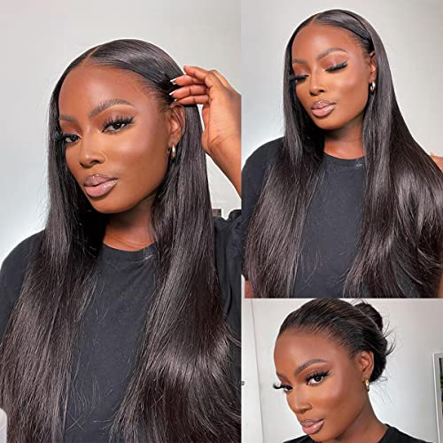 ISEE HAIR HD Lace Front Wig Wear & Go Glueless Lace Wig Brazilian Straight Lace Wigs For Women No Glue 4x6 Lace Pre Cut Wig Human Hair Wigs Transparent Lace Closure Wigs 180% Density 24 Inch