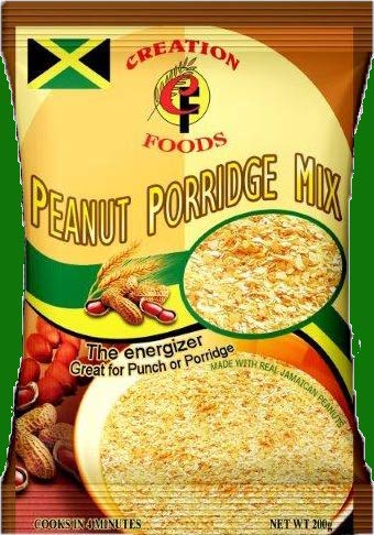 Jamaican Porridge Mix by Creation Foods - Nutritional and Energizing Hot or Cold Morning Cereal 150-200 grams (Peanut Porridge Mix, 200 Grams)