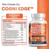 L-Tyrosine 1000mg Mucuna Pruriens 6000mg Bacopa Monnieri 500mg Ashwagandha 4000mg Focus Supplement with N-Acetyl Cysteine 600mg NAC 5-HTP Ginkgo Biloba Alpha GPC L Theanine Vitamin C D B1 B12 USA Made