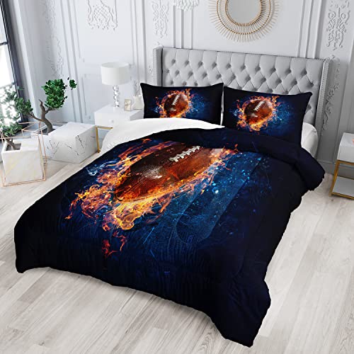 AILONEN Football Comforter Sets for Teenage Boys Bedroom, Basketball Theme Bedding Set Twin Size,Superior Slam Dunk Print Quilted Duvet for Cool Kids Bed,Sport Quilt,Microfiber Fabric,3Pcs
