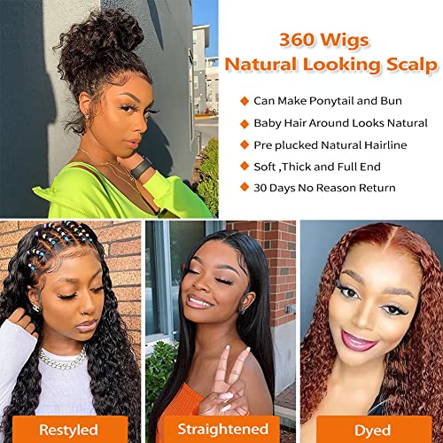 RASHINEE 360 Lace Front Wigs Human Hair Water Wave Full Lace Human Hair Wigs for Black Women Pre Plucked with Baby Hair 360 Wigs Human Hair Natural Color 20 inch