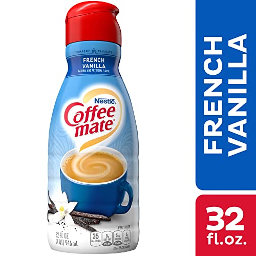 Coffee-Mate Liquid Coffee Creamer - Two (2) 32Fl oz Bottles of Smooth and Creamy, Coffee Creamer plus One Authentic CureCor Collective Sticker! (French Vanilla)