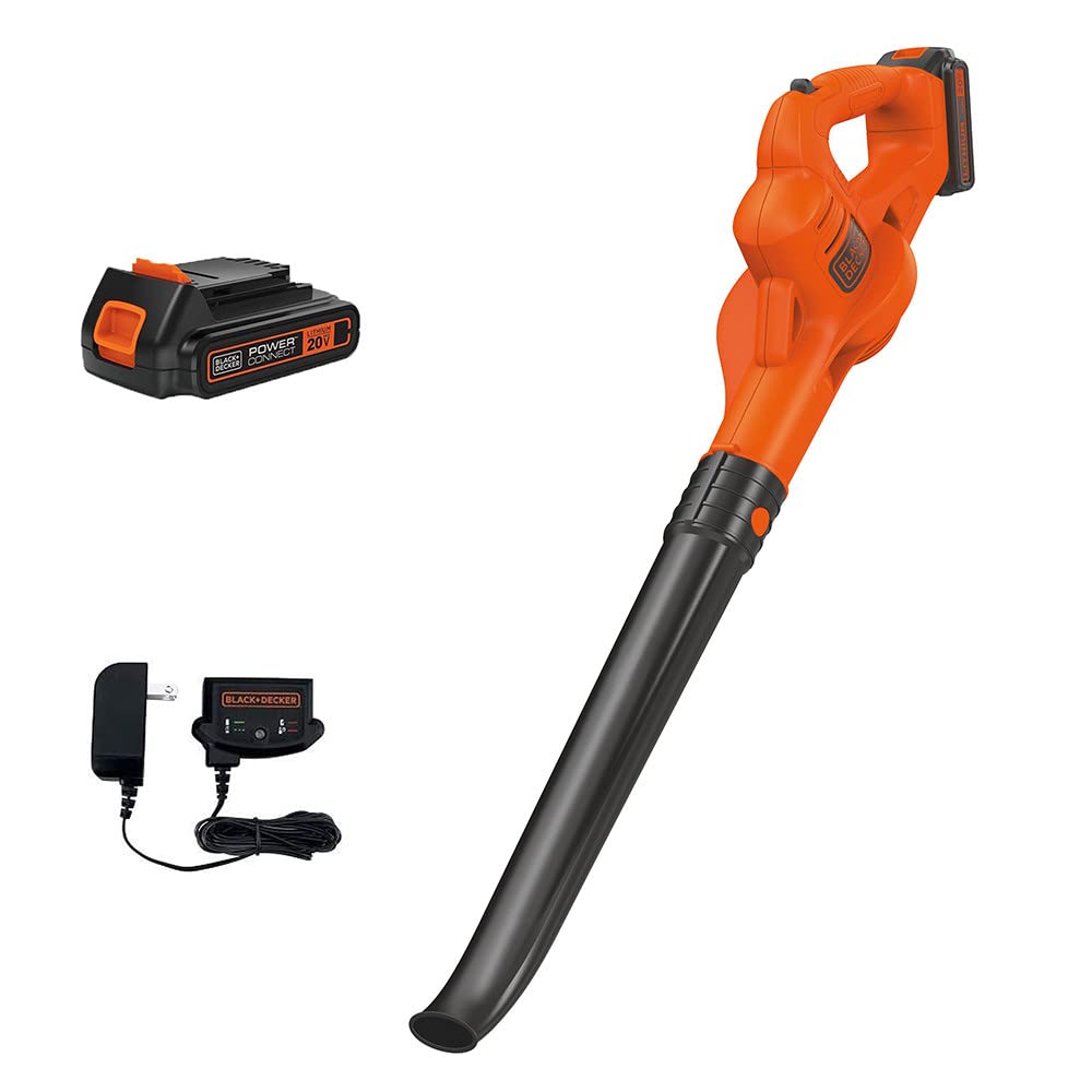 BLACK+DECKER 20V MAX Cordless Leaf Blower, Lawn Sweeper, 130 mph Air Speed, Lightweight Design, Battery and Charger Included (LSW221)