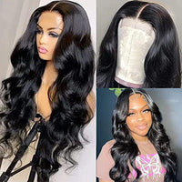 Chikamlty 4x4 Lace Closure Wigs Human Hair Body Wave Lace Front Wigs Human Hair Pre Plucked with Baby Hair Human Hair Wigs for Black Women 180 Density (16 Inch, Natural Color, Body Wave Wig)