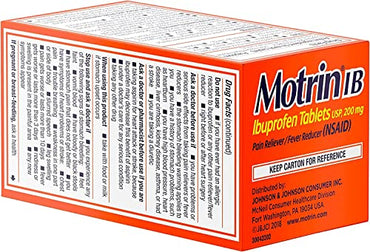 Motrin IB, Ibuprofen 200mg Tablets for Fever, Muscle Aches, Headache & Backache, 50 ct - Pack of 2