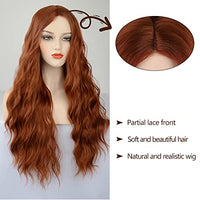 Auburn Wig For Women Long Wavy Copper Red Wig Curly Synthetic Lace Wig Water Wave Ginger Wig Deep Wave Halloween Cosplay Daily Party Hair Replacement Wig (#350(673)