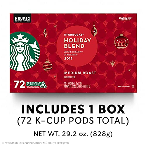 Starbucks Coffee Holiday Blend K Cup Pods, 29.2 Oz, 72 Count