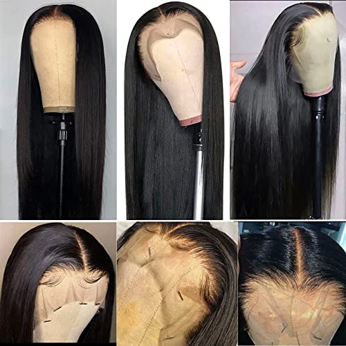 JOHLUA Glueless Wigs Human Hair Pre Plucked Bleached Knots 13x6 HD Transparent Lace Frontal Wigs for Women 150 Density Straight Lace Front Wigs Human Hair with Baby Hair (22 Inches)