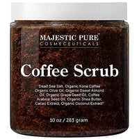 MAJESTIC PURE Arabica Coffee Scrub - All Natural Exfoliating Body Scrub for Skin Care, Stretch Marks, Acne & Cellulite, Reduce the Look of Spider Veins, Eczema, Age Spots & Varicose Veins - 10 Ounces