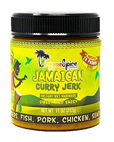 REGGAE SPICE Jamaican Curry Jerk Seasoning Authentic Wet Rub Marinade Sauce - Perfect for Beef, Pork, Chicken, Seafood, and Vegetables - 11 OZ, Sweet and Sassy