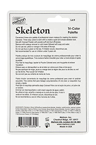 Mehron Makeup Tri-Color Character Makeup Palette | Halloween, Special Effects and Theater Cream Makeup FX Palette | Face Paint Makeup .7 oz (20 g) (Skeleton)