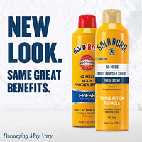 Gold Bond No Mess Talc-Free Body Powder Spray, 7 oz., Fresh Scent, With a Triple Action Formula