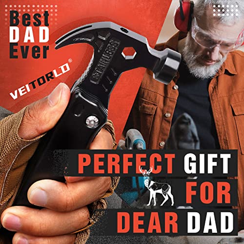 VEITORLD Dad Gifts for Christmas, Gifts for Dad Who Wants Nothing, Stocking Stuffers for Dad Men, Best Dad Ever Gifts from Daughter Son Kids, All in One Survival Tools Hammer Multitool, Cool Gadgets