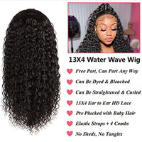 Dutefei Water Wave Human Hair Wigs for Black Women HD Lace Front Wigs Human Hair Wet and Wavy Wigs Pre Plucked with Baby Hair 180% Density Curly Wigs Brazilian Virgin Human Hair Natural Color 24inch