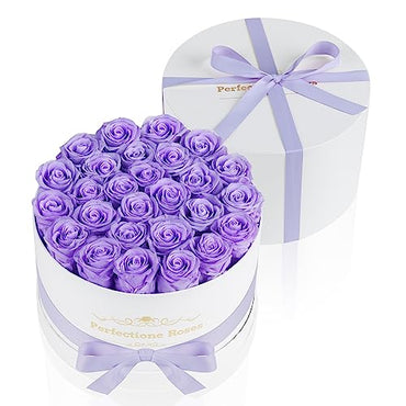 Perfectione Roses Forever Real Roses in a Box, Preserved Rose That Last Up to 3 Years, Flowers for Delivery Prime Birthday Valentines Day Gifts for Her, Mothers Day Flower (Light Purple)