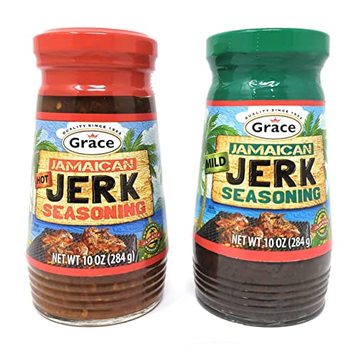 Grace Jamaican Hot & Mild Jerk Seasoning 10oz, 2 Pack