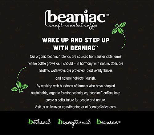 beaniac Organic Downtime Decaf Swiss Water Decaffeinated, Medium Roast, Single Serve Compostable K Cup Coffee Pods, Organic Arabica Coffee, Keurig Brewer Compatible, 30 Count