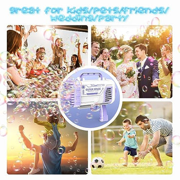 Bubble Machine Gun, 80 Holes Bubble Gun Bubbles Kids Toys for Toddlers Boys Girls Age 3 4 5 6 7 8 9 10 11 12 Year Old, Outdoor Indoor Summer Toys Birthday Gifts, Wedding Party Favors-Purple