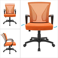 Furmax Office Chair Mid Back Swivel Lumbar Support Desk Chair, Computer Ergonomic Mesh Chair with Armrest (Orange)