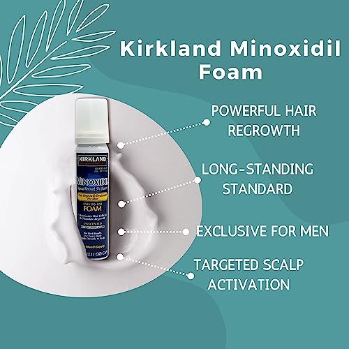 KIRKLAND Minoxidil Topical Aerosol 5% Foam - Minoxidil For Men Hair Loss Regrowth Treatment - Monoxide for Men Hair - 2.11oz