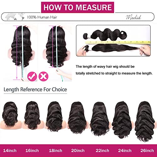 PIPIXIA Body Wave Lace Front Wigs Human Hair Pre Plucked 13x4 HD Transparent Lace Frontal Wigs with Baby Hair 180 Density Glueless Human Hair Wigs for Black Women Natural Color 24 inch