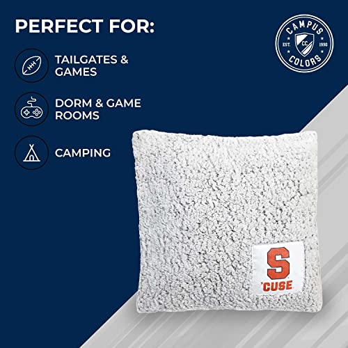 Campus Colors Two Tone Sherpa Throw Pillow, 14" x 14" Officially Licensed Plush Pillow for Home, College Dorm Room, or Gameday, Frosty Fleece Throw Pillow (Syracuse Orange - Multicolor)