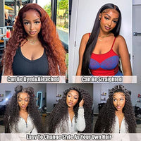 TopeosIo Deep Wave Lace Front Wigs Human Hair Wigs for Women 13x4 HD Transparent Deep Curly Lace Frontal Glueless Wigs Human Hair Pre Plucked With Baby Hair 150% Density Natural Color 24 Inch