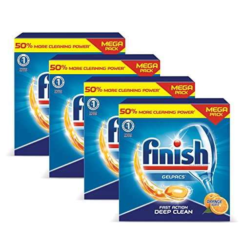 Finish All In 1 Gelpacs, Orange 54 Tabs, Dishwasher Detergent Tablets (Pack of 4)