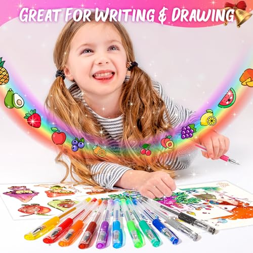 Niutop 12-Color Scented Glitter Gel Pens for Kids, Fruity Scented Markers, Colored Pen Set Fun Pens, Cute School Supplies Stationary, Art Supplies, Christmas Gifts, Stocking Stuffers for Kids Teens