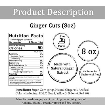Jamaican Choice Ginger Cuts, Kosher | 8 Oz (1-Pack)
