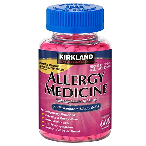 Kirkland Allergy Medicine, Diphenhydramine HCI 25 Milligram 600 Tablets (Pack of 3)