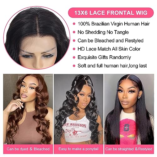 Drosuud 13x6 Body Wave Lace Front Wigs Human Hair 13x6 HD Lace Frontal Wigs for Women Human Hair Pre Plucked with Baby Hair Brazilian Virgin Human Hair Lace Front Wigs 26Inch