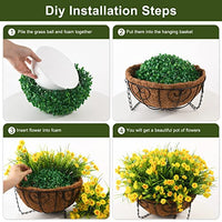 Homsunny Artificial Daisy Flower in Basket, Hanging Flowers Basket Centerpieces, Outdoors & Indoors Flowers in Coconut Lining Hanging Baskets for The Decoration of Courtyard(Yellow)