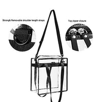 BAGAIL Clear bags Stadium Approved Clear Tote Bag with Zipper Closure Crossbody Messenger Shoulder Bag with Adjustable Strap(12 Inch X 12 Inch X 6 Inch,Black)