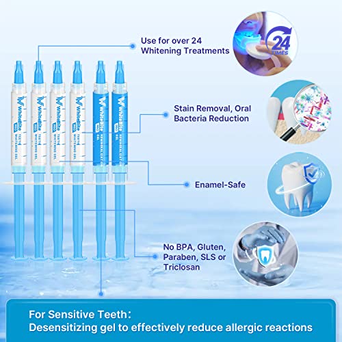 Whitebite Pro Teeth Whitening Kit for Sensitive Teeth with LED Light, 35% Carbamide Peroxide, (4) 3ml Gel Syringes, (2) Remineralization Gel and Mouth Tray