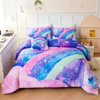 ANGIYUIN Tie Dye Comforter Girls Twin Comforter Set, 6 Pieces Colorful Rainbow Bed in A Bag, Pastel Gradient Galaxy Bedding Sets with Sheets, Comforter and Pillowcases for Teens Kids