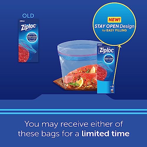 Ziploc Freezer Bags with New Grip 'n Seal Technology, Easy Open Tabs, Quart, 38 Count